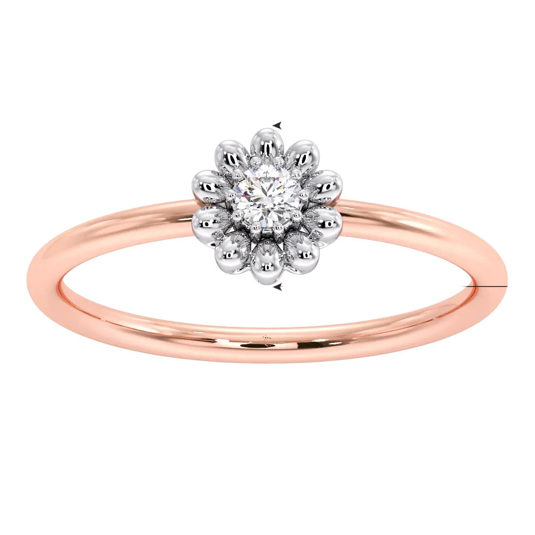 Floral 925 Sterling Silver Rose Gold Plated CZ Stone Light Weight Ring For Women By Kesardeep Impex